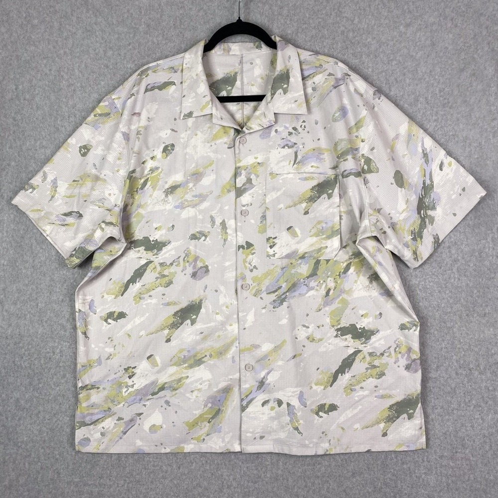 Lululemon‎ Shirt Mens XXL Airing Easy Camp Collar Short Sleeve Button Up